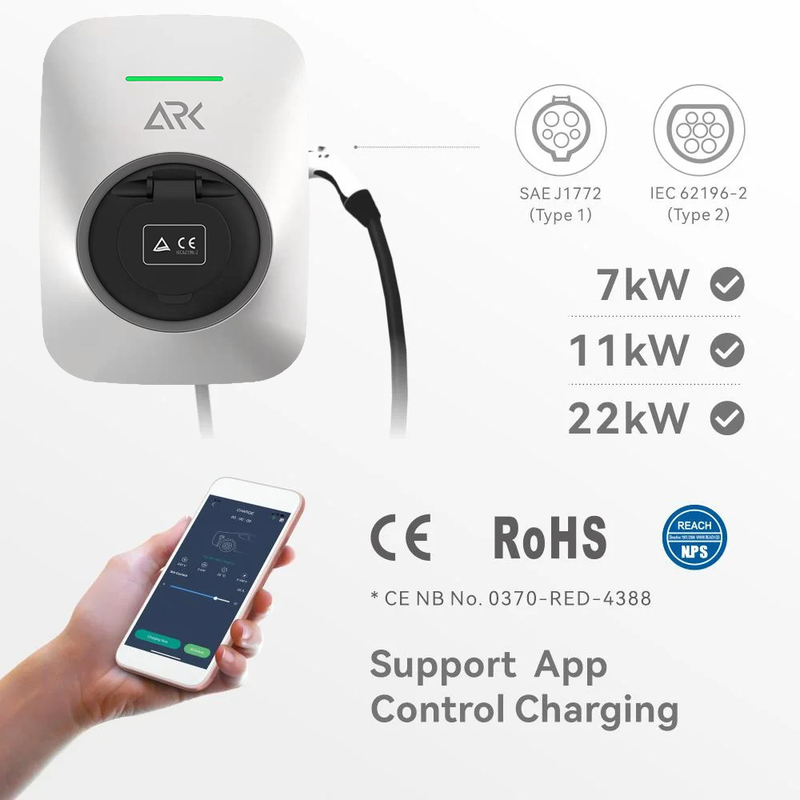 7.5kw Fast EV Charging Unit Wallbox Station with Type 2 Socket